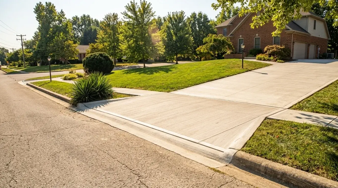 Custom concrete driveway and outdoor living space by Maxima Concrete in Ohio