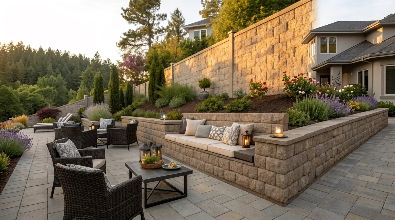 Custom concrete driveway and outdoor living space by Maxima Concrete in Ohio